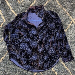 Torrid Madison Velvet Burnout Button Up Shirt size 1